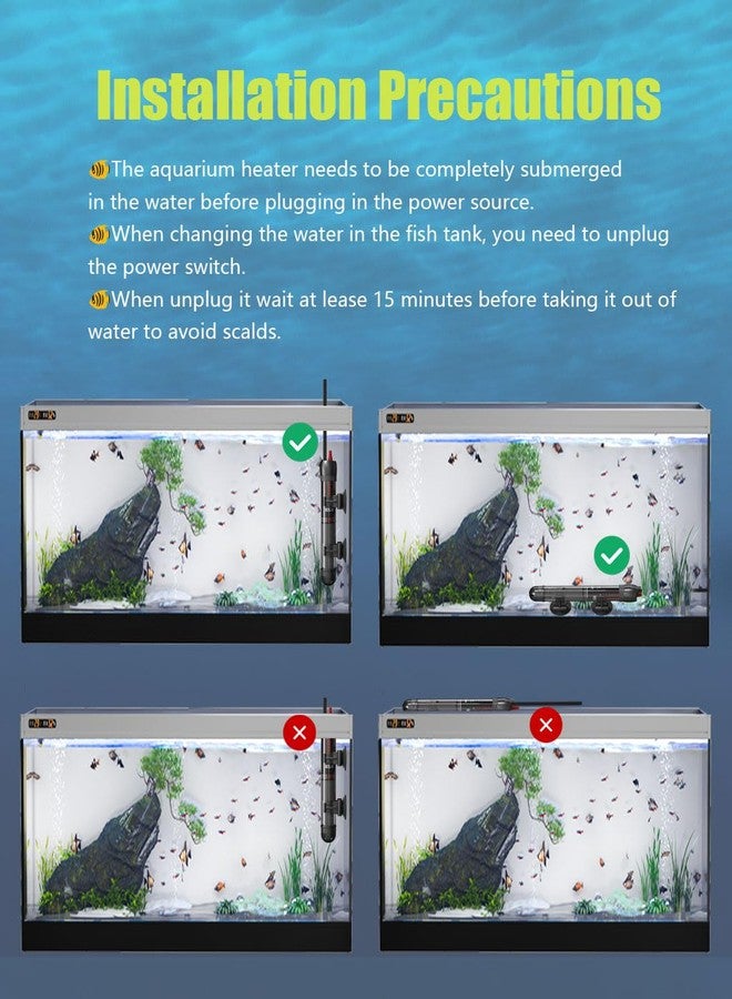 سخان حوض أسماك KINGYEENUO بقوة 50 واط، سعة 20 جالونًا، سخان غاطس، قابل لتعديل درجة الحرارة، مناسب لأحواض أسماك البيتا والسلاحف، مزود بوحدة تحكم ترموستات مدمجة، مع كوب شفط إضافي. - Image 4